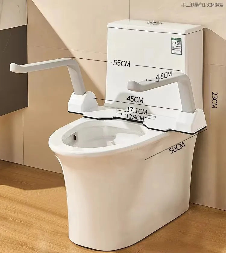 Raised Toilet Seat support arm grabs