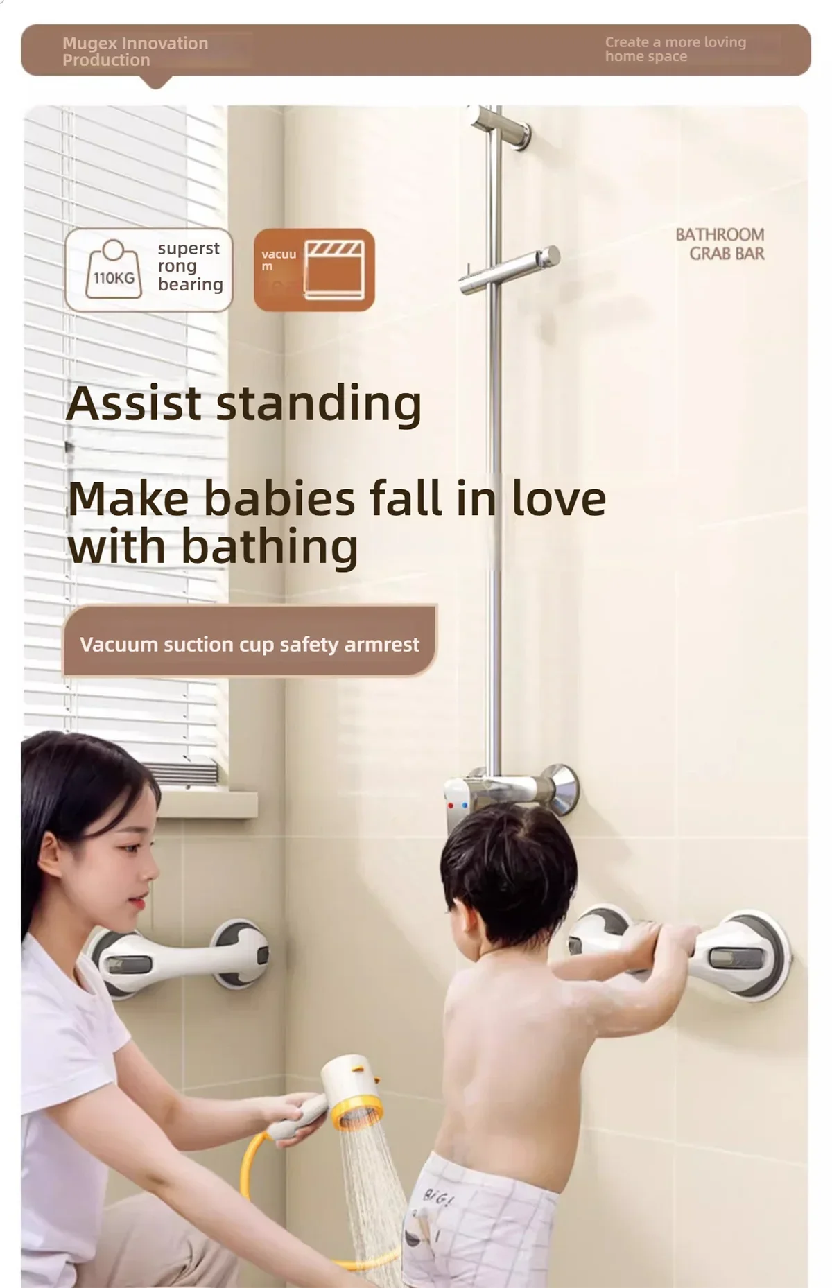 Bathtub Safety Grab Bar for handicapped/ elderly