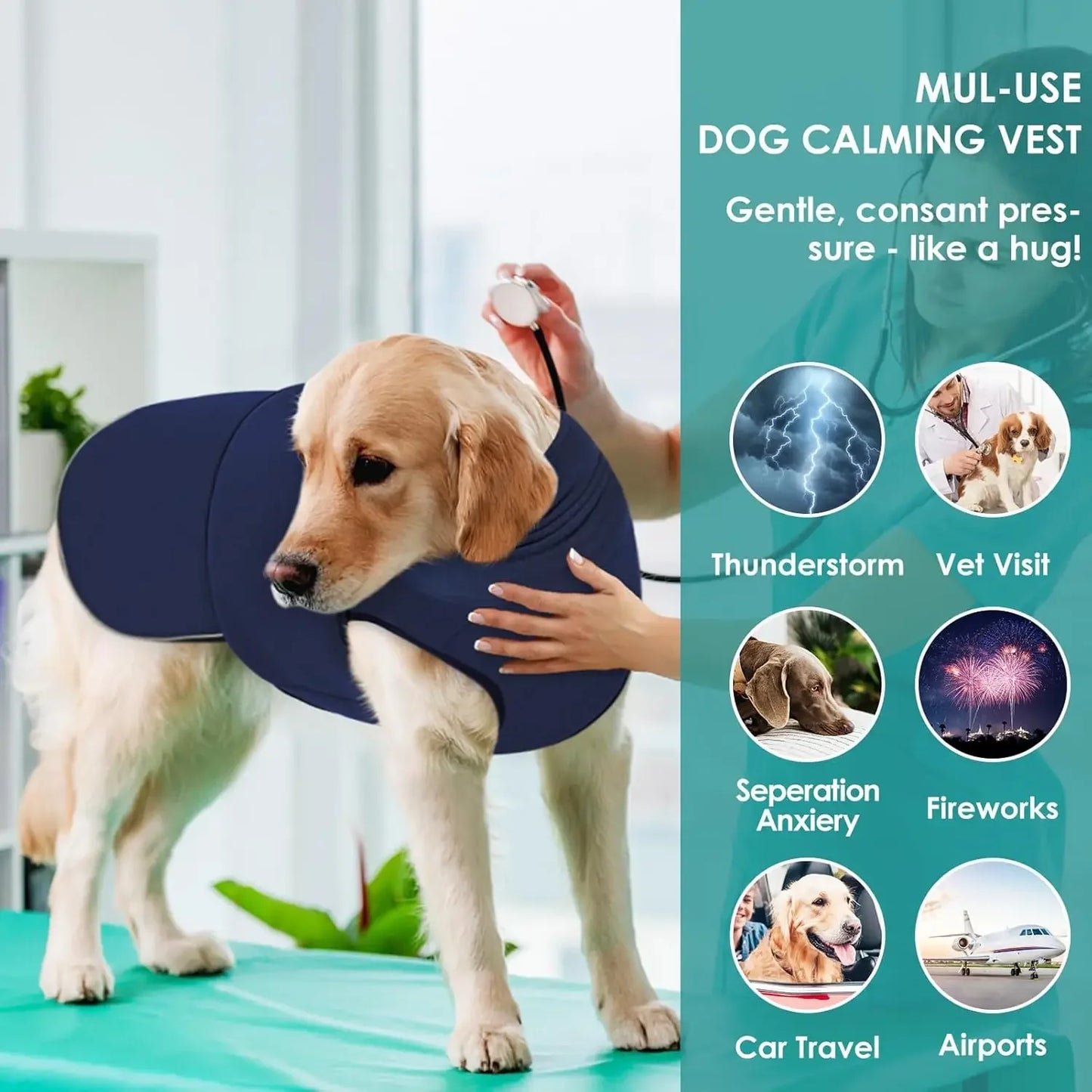 Dog Anxiety Thunder calming Jacket Vest with Hoodie